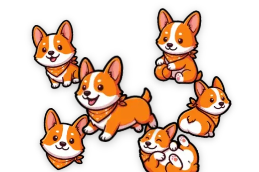 Corgi stickers — Sitting Corgi, Waving Corgi, Trotting Corgi, Corgi Butt, Corgi Face, Belly Up